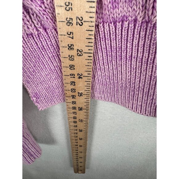 J.Crew Womens Purple Cable Knit Hoodie Sweater 90s Size M - Picture 6 of 6